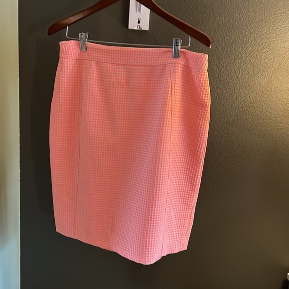 Halogen, pencil skirt, neon orange/pink and cream, size 14 - Picture 1 of 7